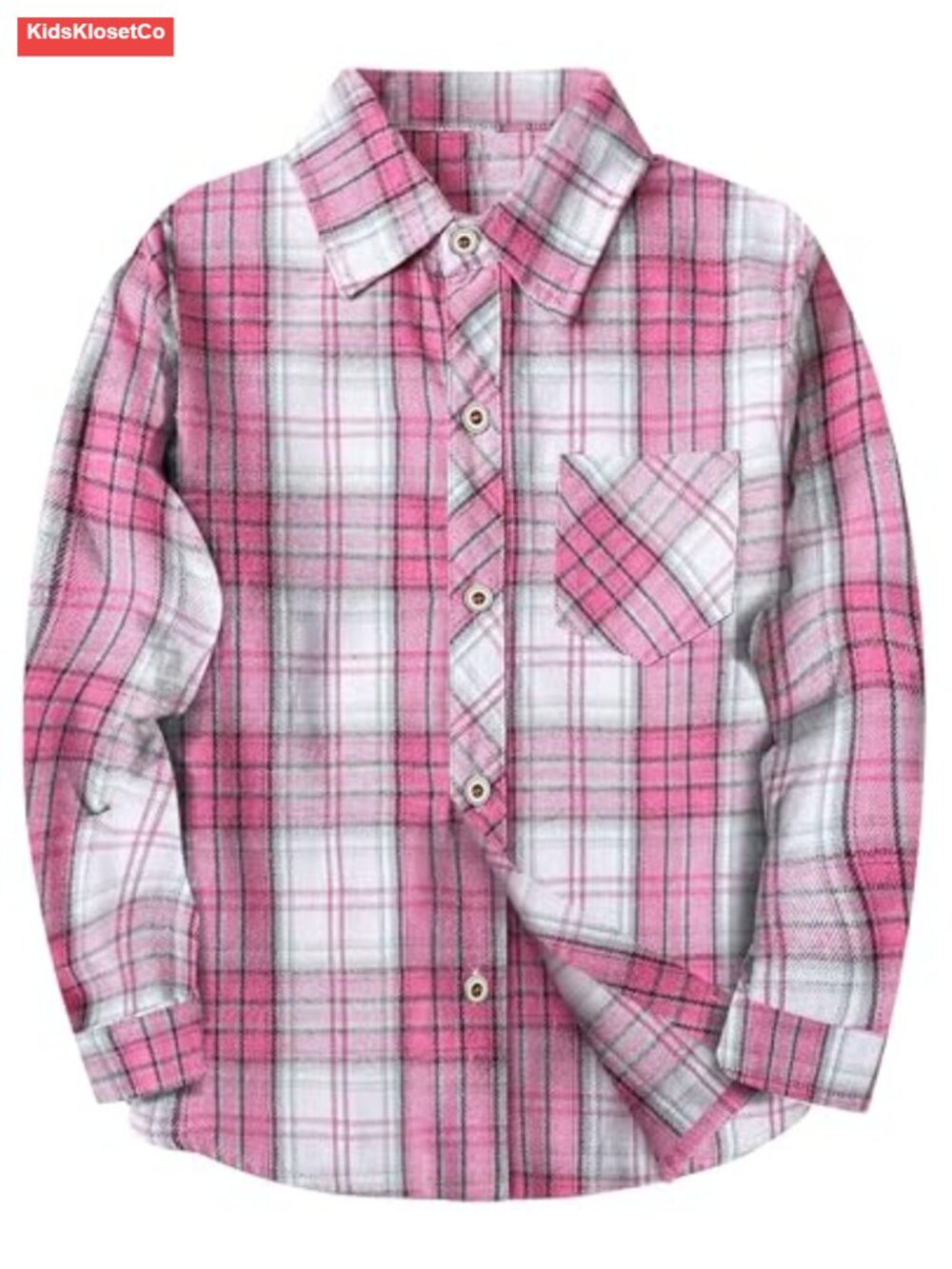 Girls Long Sleeve Flannel Plaid Button Down Shirt Casual Blouse